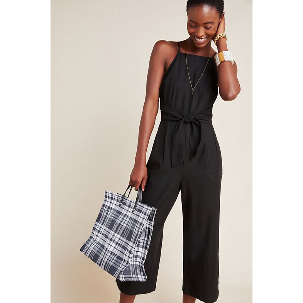 Black Anthropologie Linen Jumpsuit